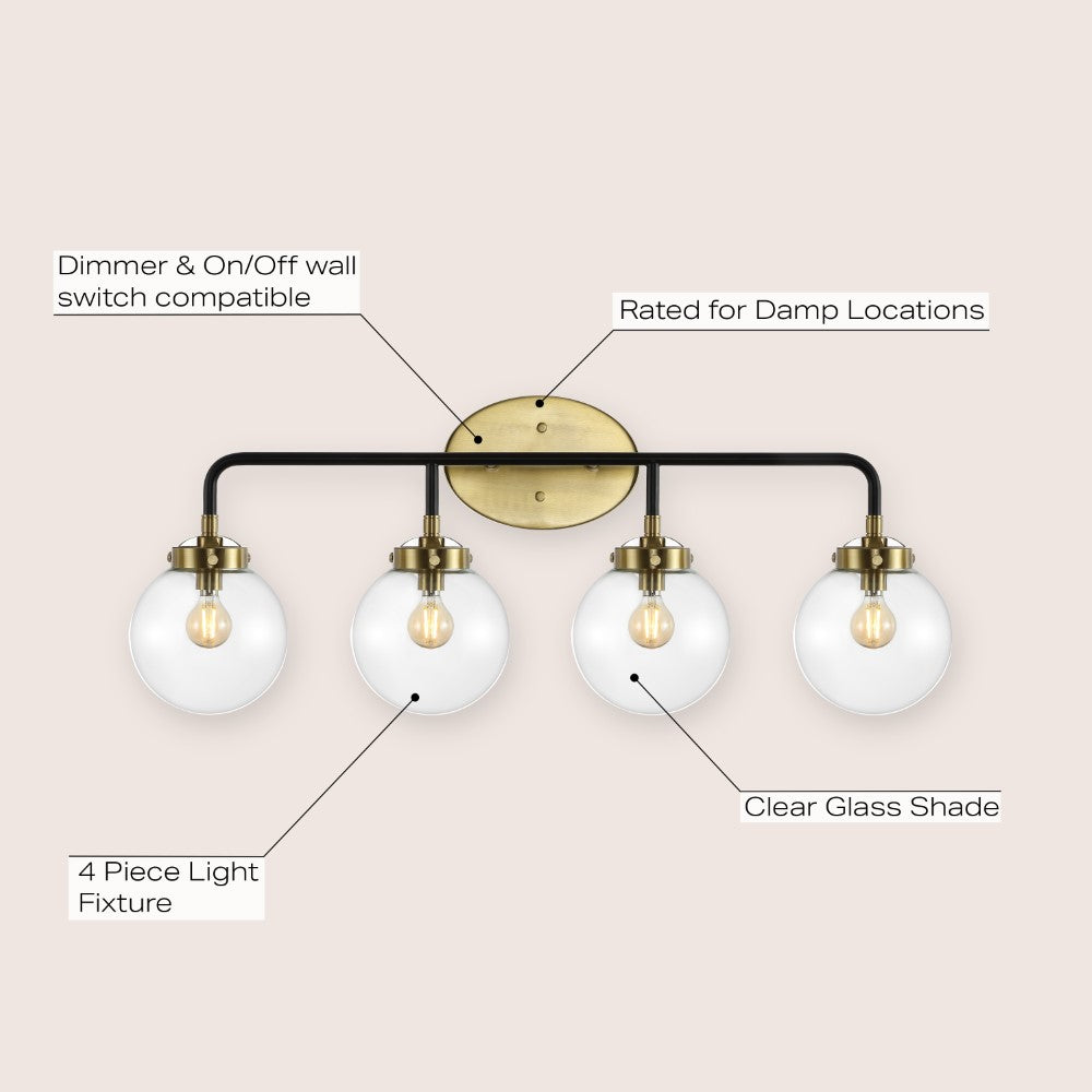 Iris Brass Vanity Wall Sconce Clear