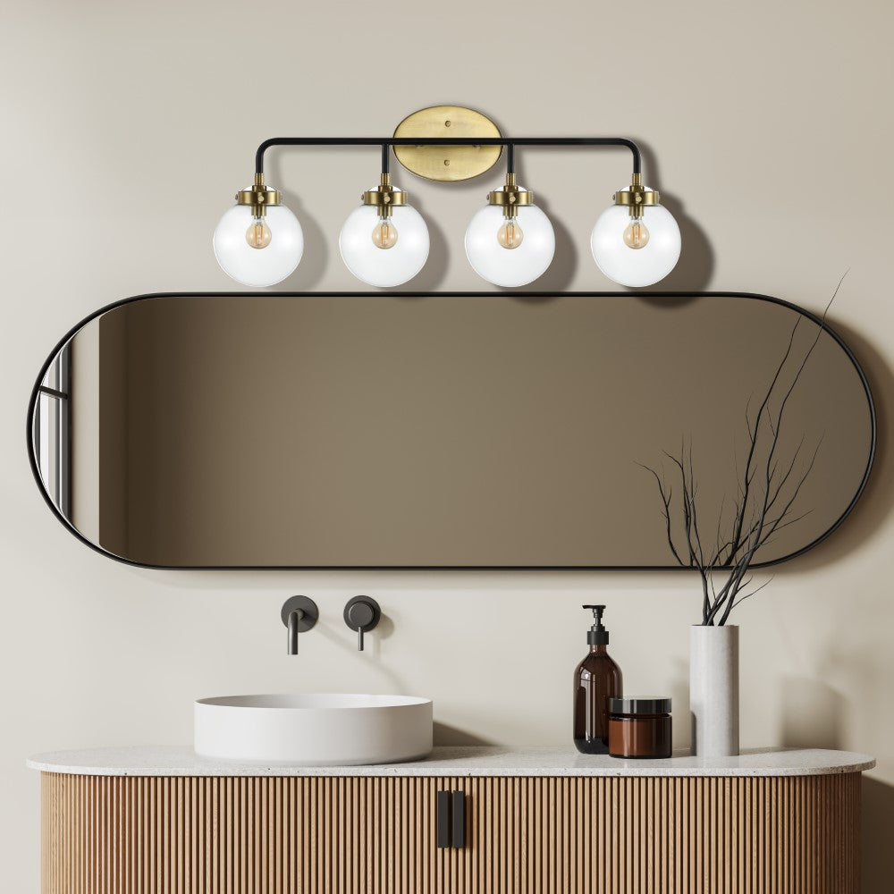 Iris Brass Vanity Wall Sconce Clear