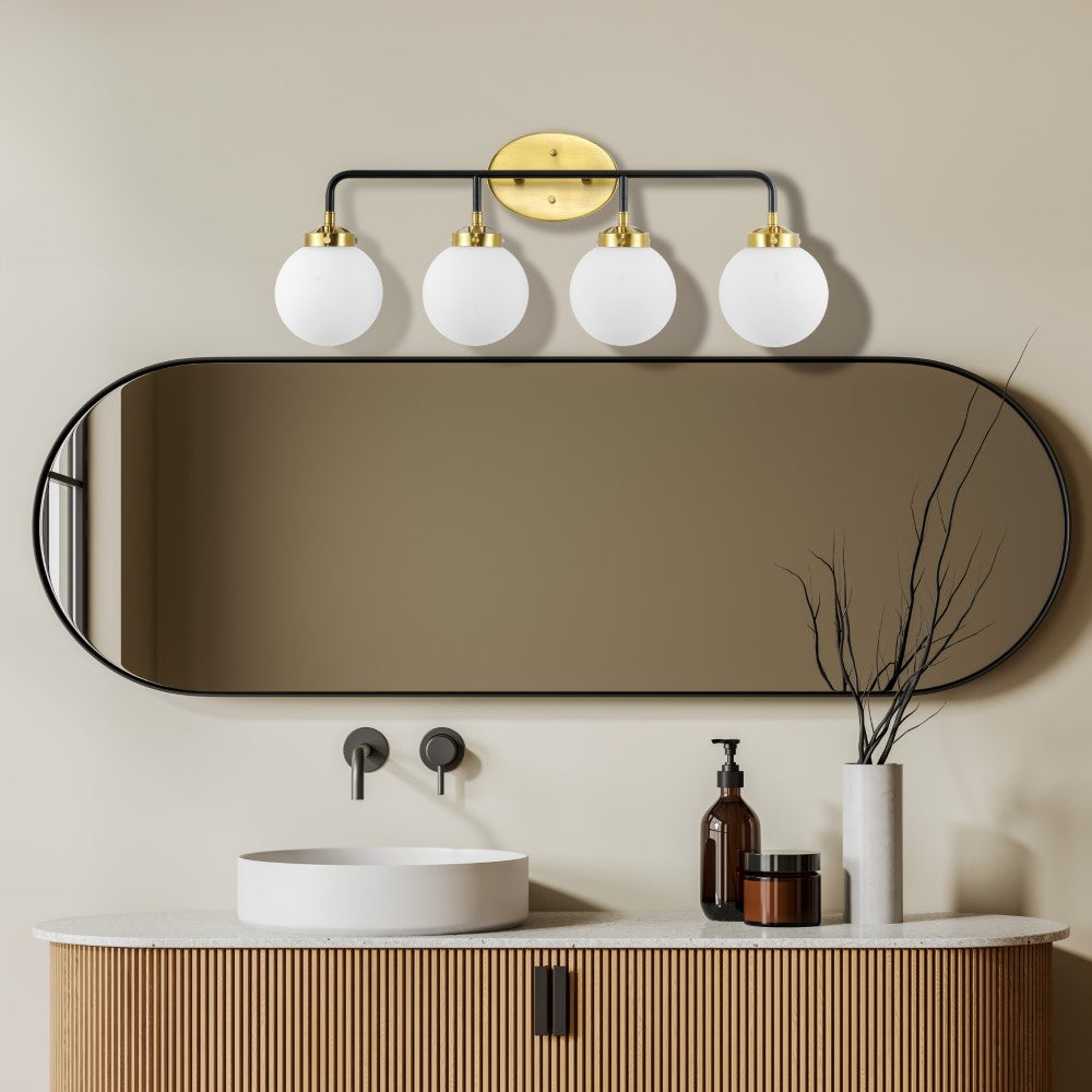Iris Brass Vanity Wall Sconce Frosted