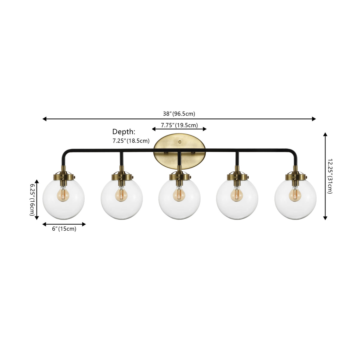 Iris Brass Vanity Wall Sconce Clear