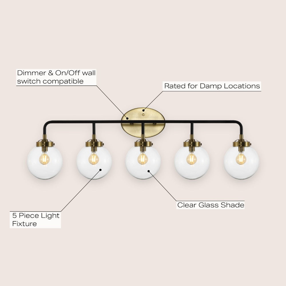 Iris Brass Vanity Wall Sconce Clear