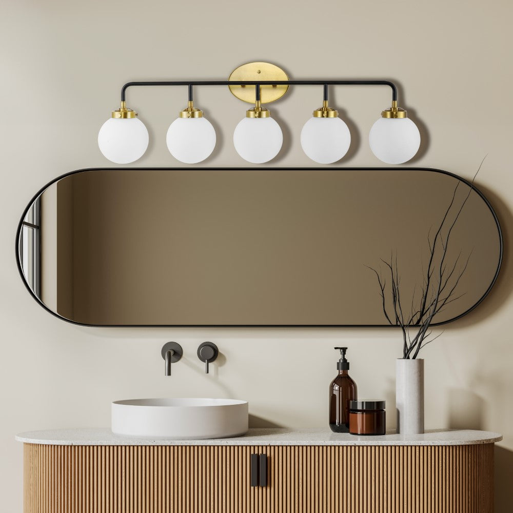 Iris Brass Vanity Wall Sconce Frosted