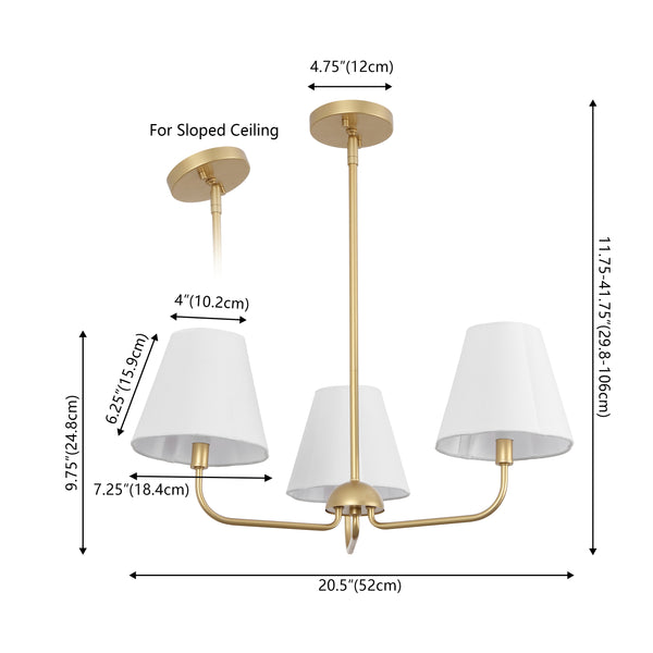 Dimension Image White/Gold / 3 Sockets