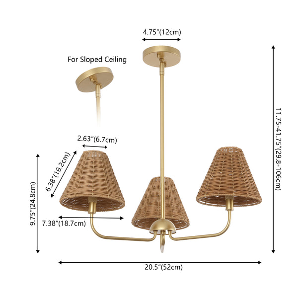 Dimension Image Natural/Gold / 3 Sockets