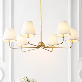 Pauline Coastal Contemporary Adjustable Swooping Arm Candle-Style Metal LED Chandelier