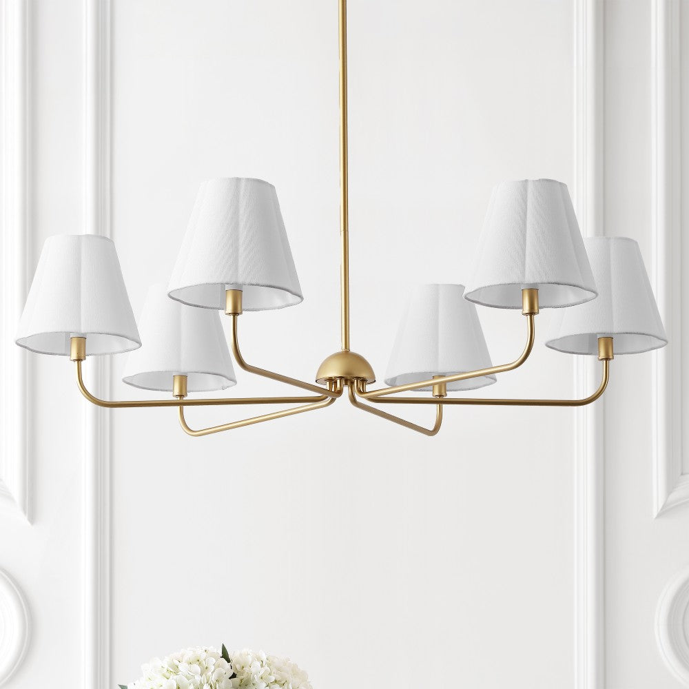 Pauline Coastal Contemporary Adjustable Swooping Arm Candle-Style Metal LED Chandelier