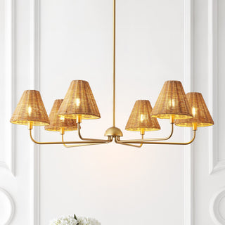 Pauline Coastal Contemporary Adjustable Swooping Arm Candle-Style Metal LED Chandelier