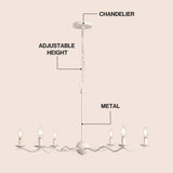 Shana Grand Modern Transitional Adjustable Sculptural Wavy Arm Candle-Style Metal LED Chandelier