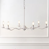 Shana Grand Modern Transitional Adjustable Sculptural Wavy Arm Candle-Style Metal LED Chandelier