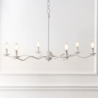 Shana Grand Modern Transitional Adjustable Sculptural Wavy Arm Candle-Style Metal LED Chandelier