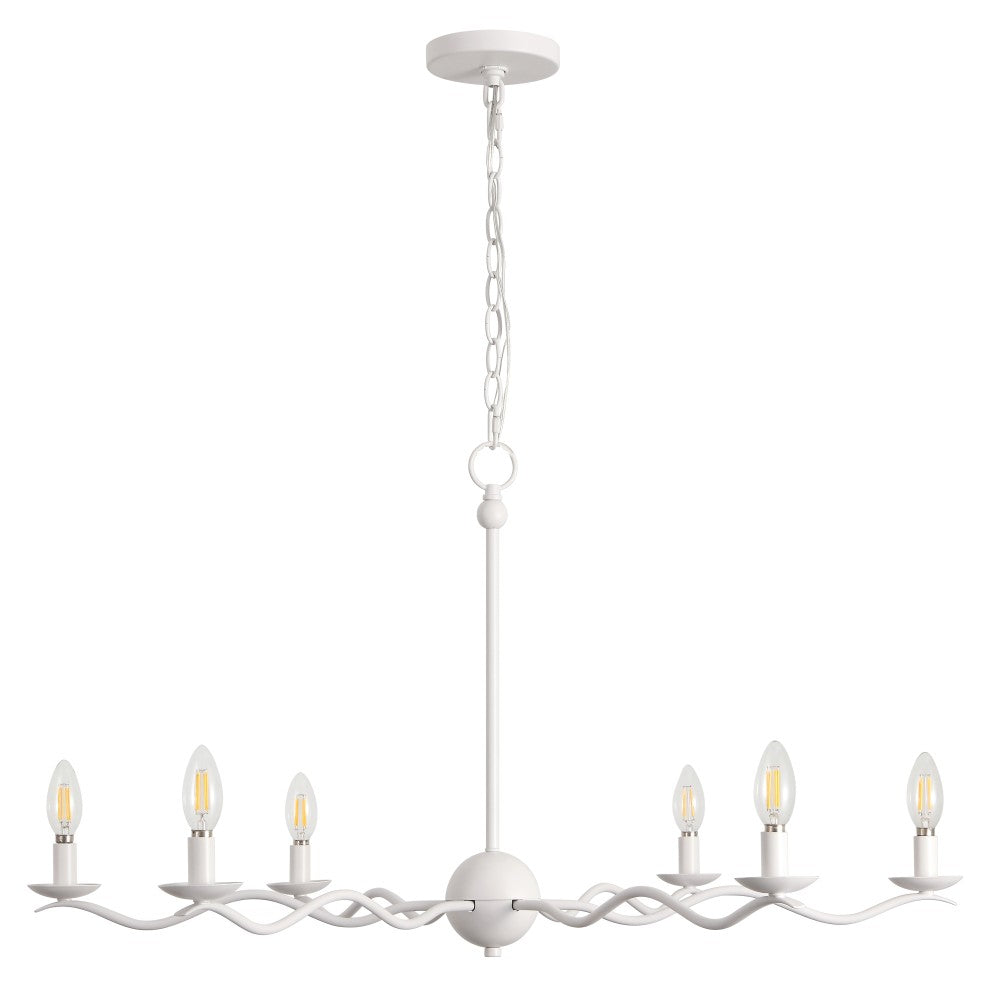 Shana Grand Modern Transitional Adjustable Sculptural Wavy Arm Candle-Style Metal LED Chandelier