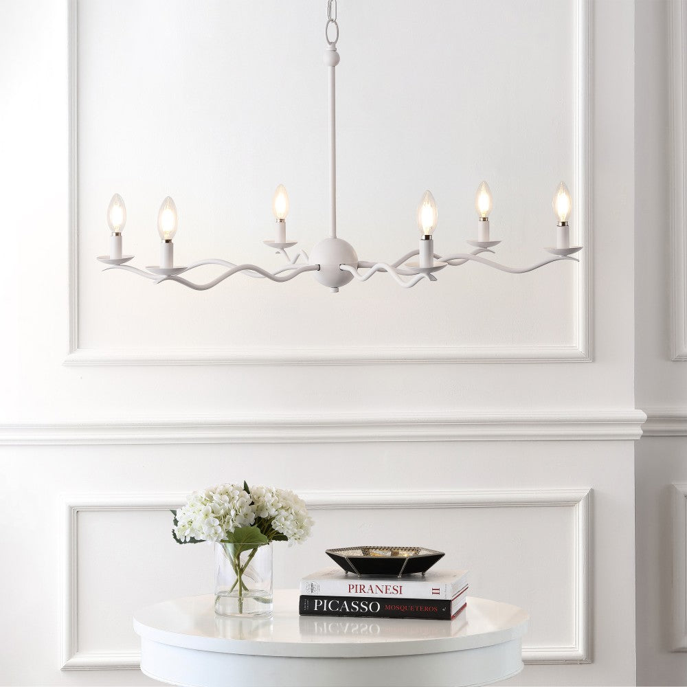 Shana Grand Modern Transitional Adjustable Sculptural Wavy Arm Candle-Style Metal LED Chandelier