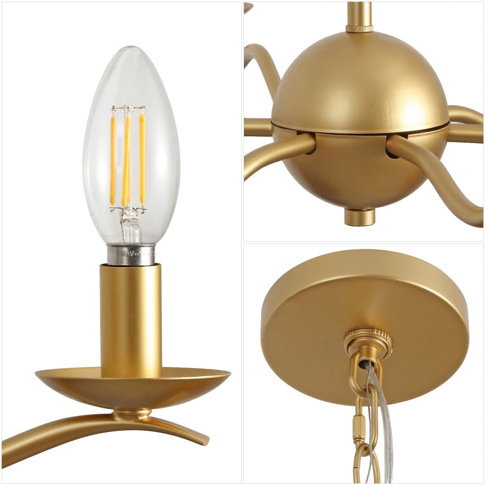 Shana Grand Modern Transitional Adjustable Sculptural Wavy Arm Candle-Style Metal LED Chandelier