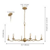 Shana Grand Modern Transitional Adjustable Sculptural Wavy Arm Candle-Style Metal LED Chandelier