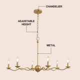 Shana Grand Modern Transitional Adjustable Sculptural Wavy Arm Candle-Style Metal LED Chandelier