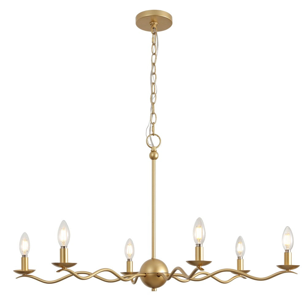 Shana Grand Modern Transitional Adjustable Sculptural Wavy Arm Candle-Style Metal LED Chandelier