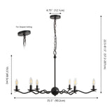Shana Grand Modern Transitional Adjustable Sculptural Wavy Arm Candle-Style Metal LED Chandelier