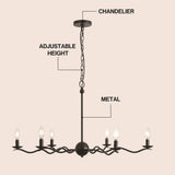 Shana Grand Modern Transitional Adjustable Sculptural Wavy Arm Candle-Style Metal LED Chandelier