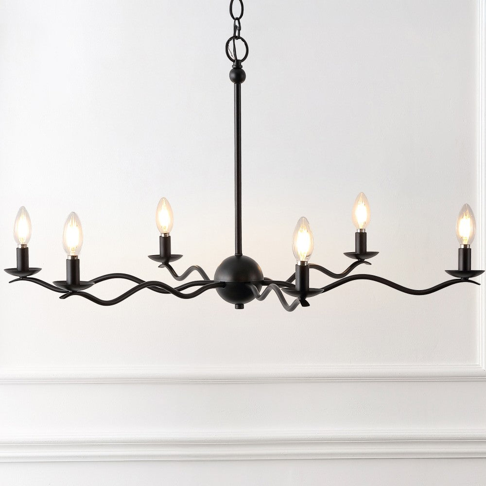 Shana Grand Modern Transitional Adjustable Sculptural Wavy Arm Candle-Style Metal LED Chandelier