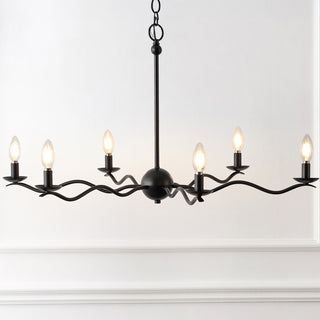 Shana Grand Modern Transitional Adjustable Sculptural Wavy Arm Candle-Style Metal LED Chandelier