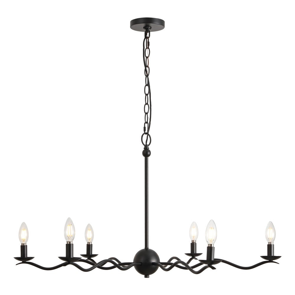 Shana Grand Modern Transitional Adjustable Sculptural Wavy Arm Candle-Style Metal LED Chandelier
