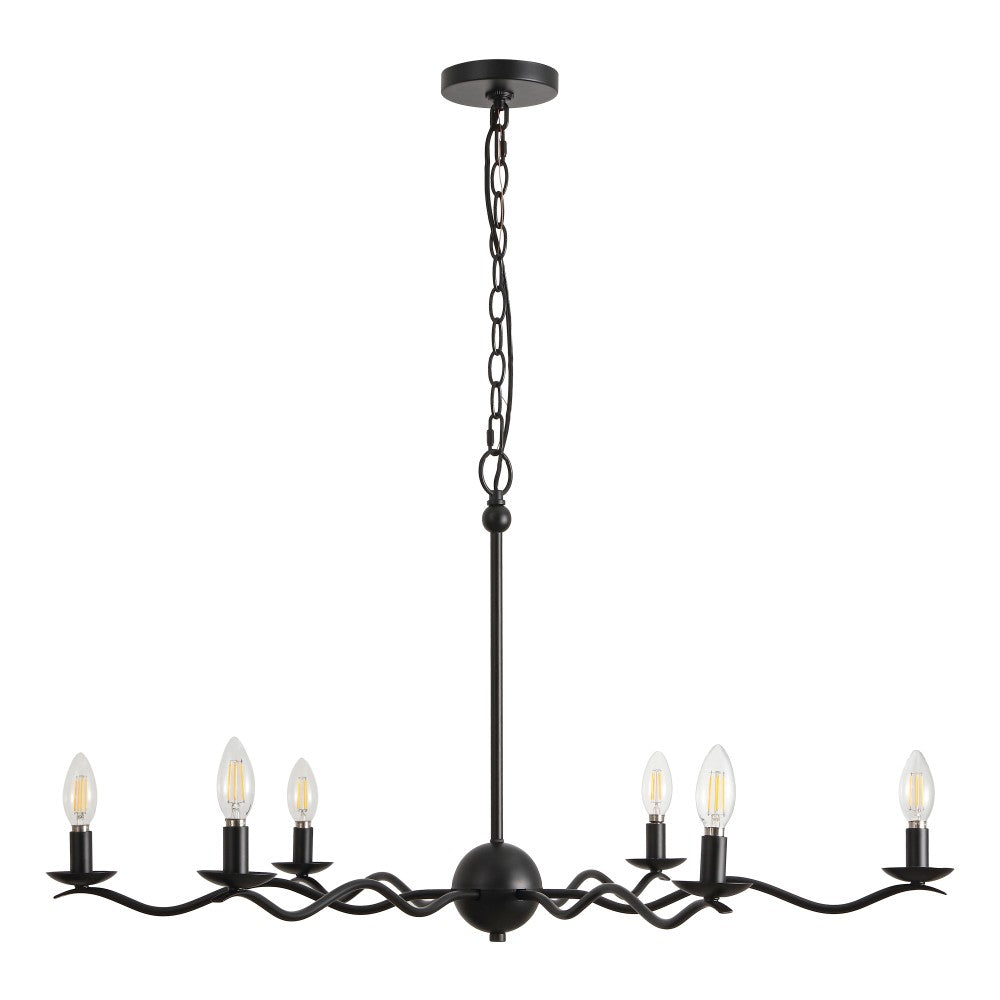 Shana Grand Modern Transitional Adjustable Sculptural Wavy Arm Candle-Style Metal LED Chandelier