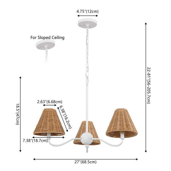 Dimension Image White/Brown / 3 Sockets