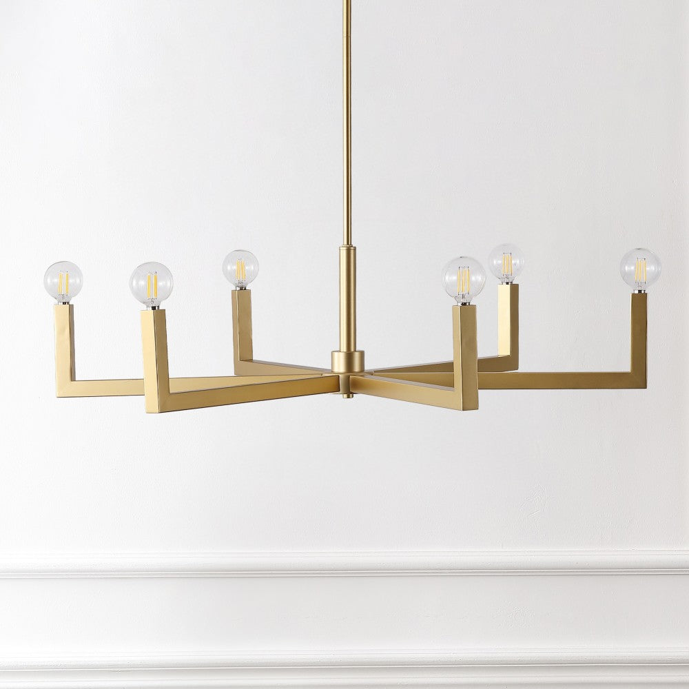 Darcy Grand Modern Industrial Adjustable Geometric Architectural Square-Arm Candle-Style Metal LED Chandelier