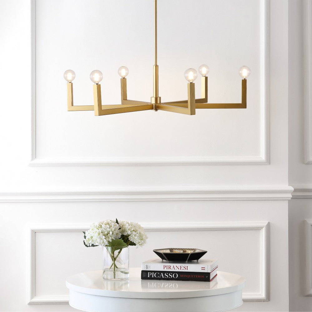 Darcy Grand Modern Industrial Adjustable Geometric Architectural Square-Arm Candle-Style Metal LED Chandelier