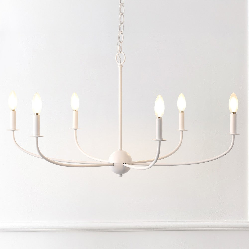 Ainsley Grand Traditional Farmhouse Adjustable Swooping Arm Candle-Style Metal LED Chandelier