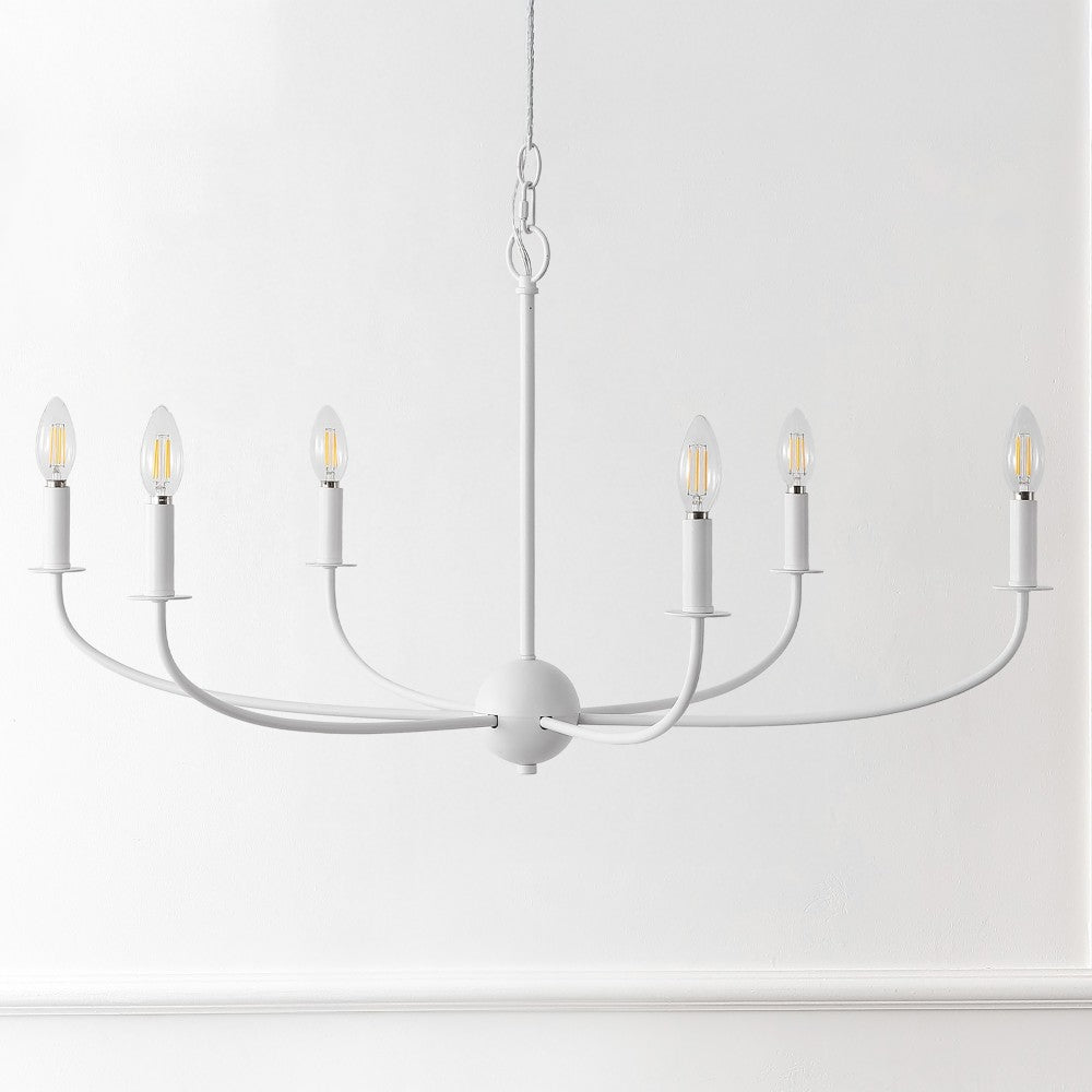 Ainsley Grand Traditional Farmhouse Adjustable Swooping Arm Candle-Style Metal LED Chandelier