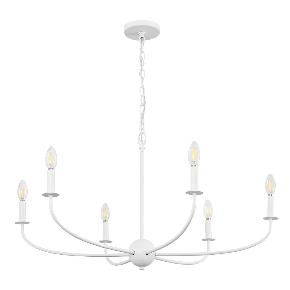 Ainsley Grand Traditional Farmhouse Adjustable Swooping Arm Candle-Style Metal LED Chandelier