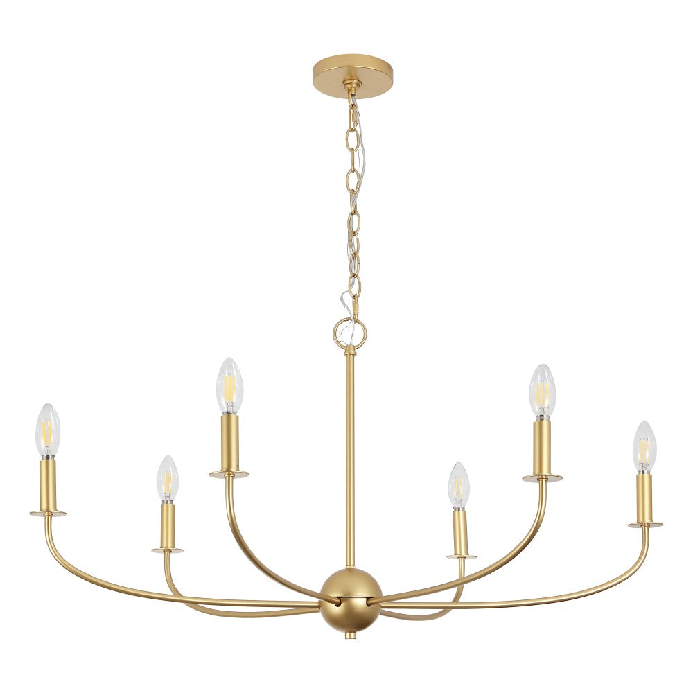 Ainsley Grand Traditional Farmhouse Adjustable Swooping Arm Candle-Style Metal LED Chandelier