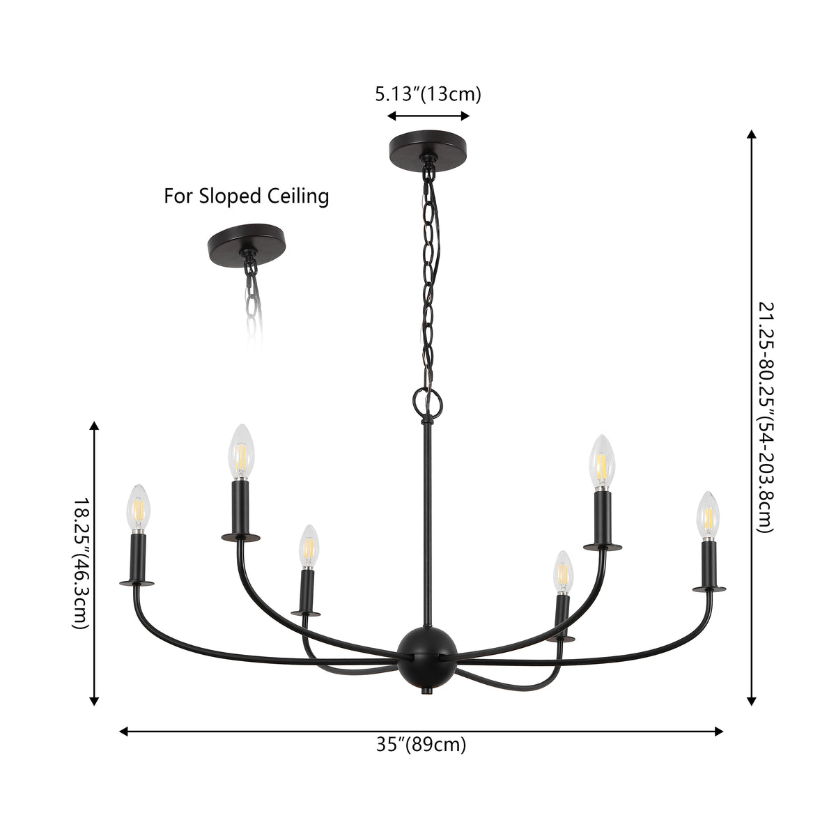 Ainsley Grand Traditional Farmhouse Adjustable Swooping Arm Candle-Style Metal LED Chandelier