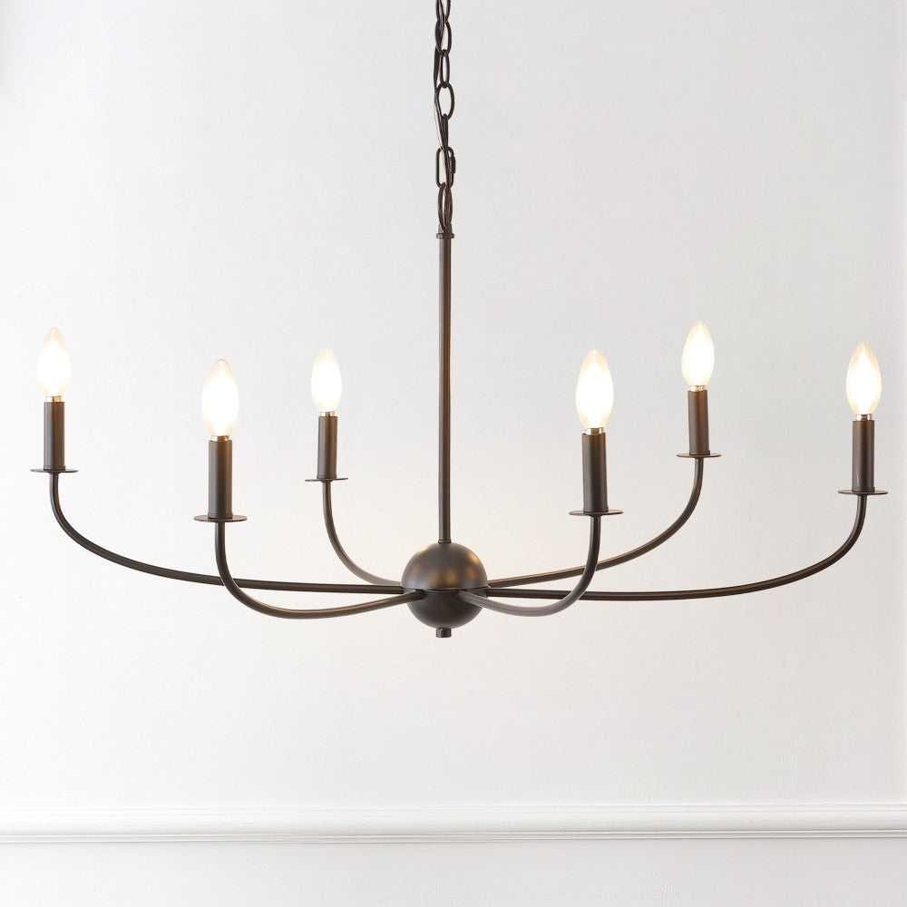 Ainsley Grand Traditional Farmhouse Adjustable Swooping Arm Candle-Style Metal LED Chandelier