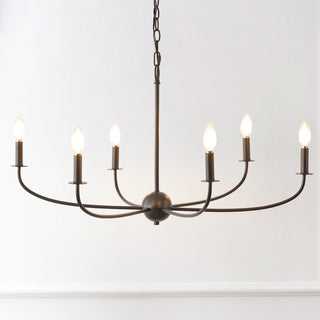 Ainsley Grand Traditional Farmhouse Adjustable Swooping Arm Candle-Style Metal LED Chandelier