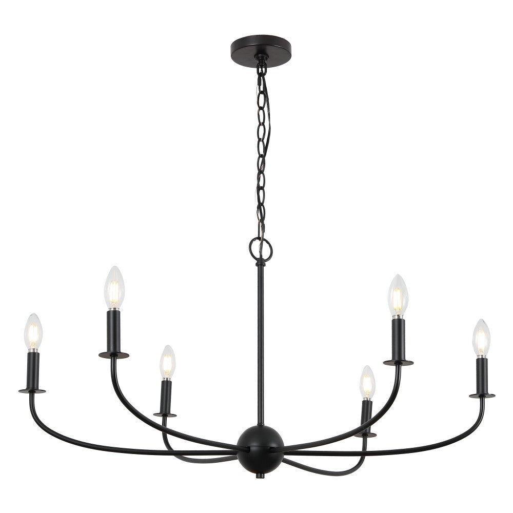Ainsley Grand Traditional Farmhouse Adjustable Swooping Arm Candle-Style Metal LED Chandelier