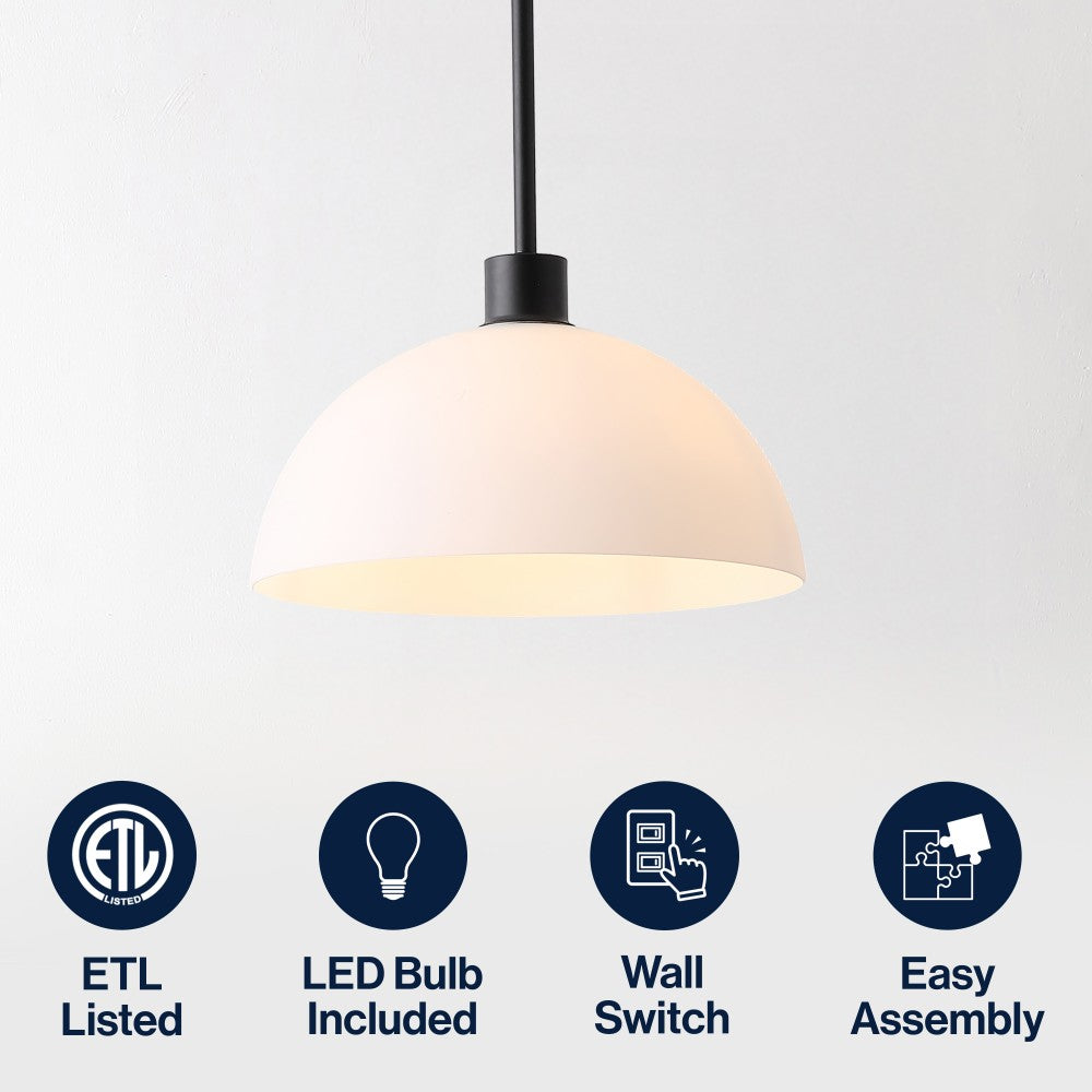 Solene Modern Contemporary Adjustable Metal/Glass Dome LED Pendant