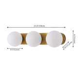 Myrtle 23.3 in. 3-Light Mid-Century Modern Metal and Frosted Glass Globe LED Vanity Light