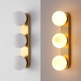 Myrtle 23.3 in. 3-Light Mid-Century Modern Metal and Frosted Glass Globe LED Vanity Light