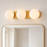 Myrtle 23.3 in. 3-Light Mid-Century Modern Metal and Frosted Glass Globe LED Vanity Light