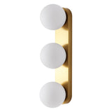 Myrtle 23.3 in. 3-Light Mid-Century Modern Metal and Frosted Glass Globe LED Vanity Light