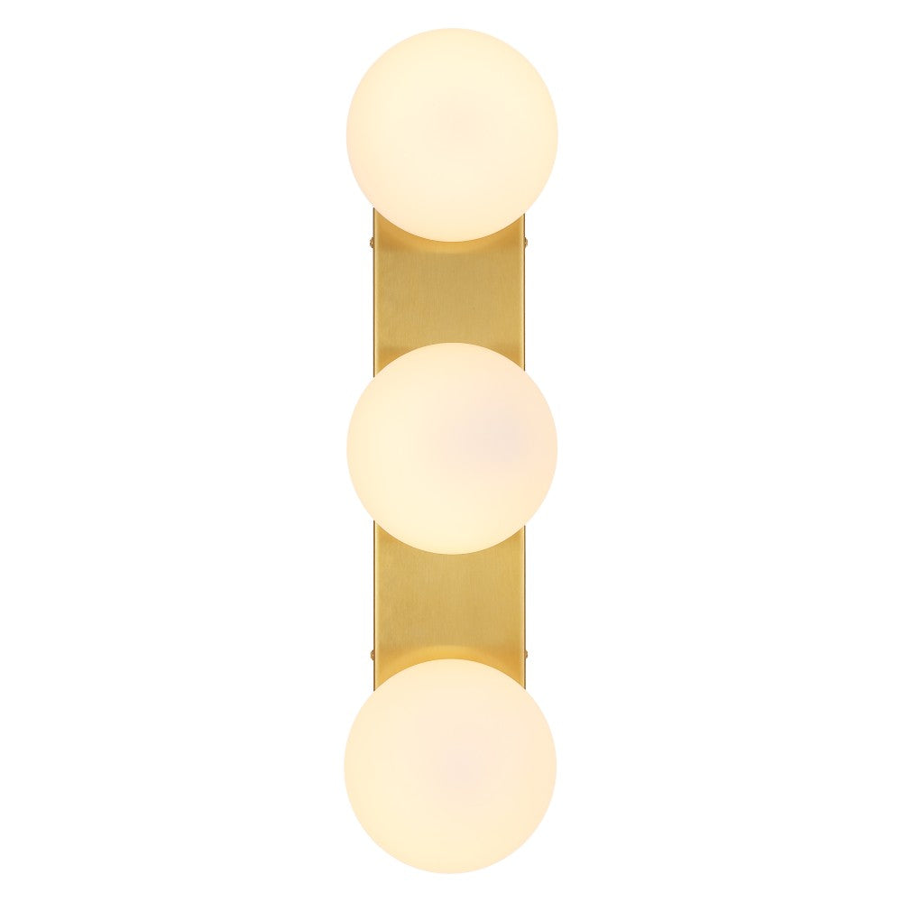 Myrtle 23.3 in. 3-Light Mid-Century Modern Metal and Frosted Glass Globe LED Vanity Light