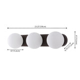 Myrtle 23.3 in. 3-Light Mid-Century Modern Metal and Frosted Glass Globe LED Vanity Light
