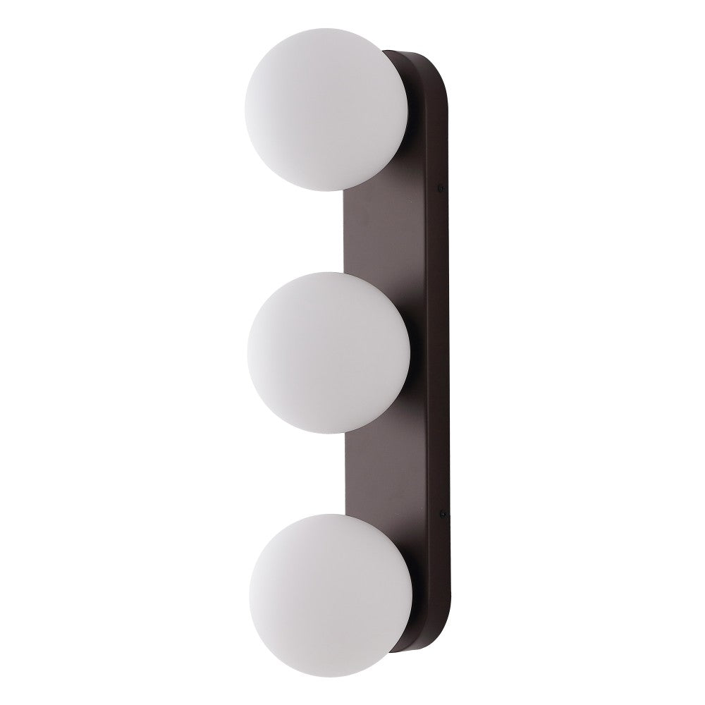 Myrtle 23.3 in. 3-Light Mid-Century Modern Metal and Frosted Glass Globe LED Vanity Light