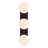 Myrtle 23.3 in. 3-Light Mid-Century Modern Metal and Frosted Glass Globe LED Vanity Light