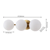 Opal 23 in. 3-Light Mid-Century Modern Metal and Frosted Glass Globe LED Vanity Light