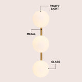Opal 23 in. 3-Light Mid-Century Modern Metal and Frosted Glass Globe LED Vanity Light