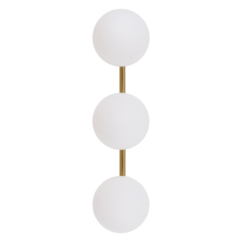 Opal 23 in. 3-Light Mid-Century Modern Metal and Frosted Glass Globe LED Vanity Light