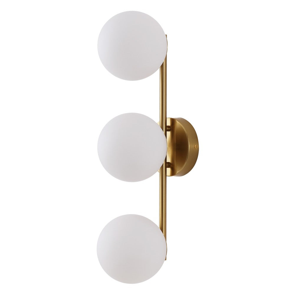 Opal 23 in. 3-Light Mid-Century Modern Metal and Frosted Glass Globe LED Vanity Light